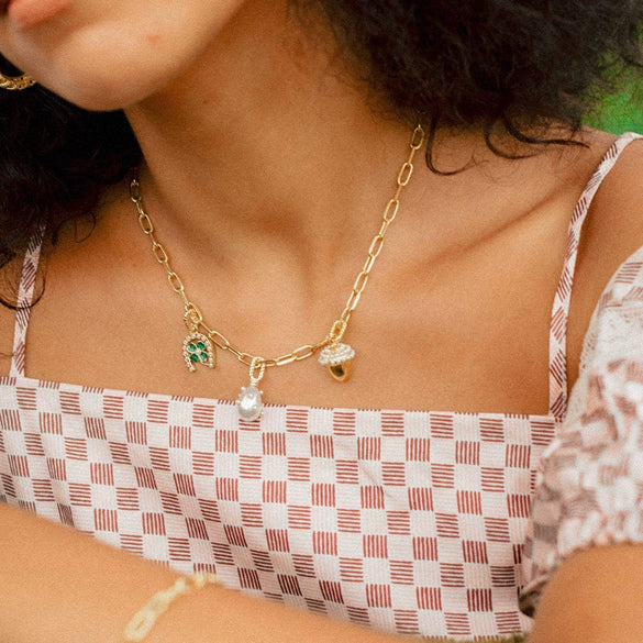 Fashion Jewelry Copper Love Peach Heart Ushaped Horseshoe Necklace With Mixed Gemstone Inlay And Diamond Design