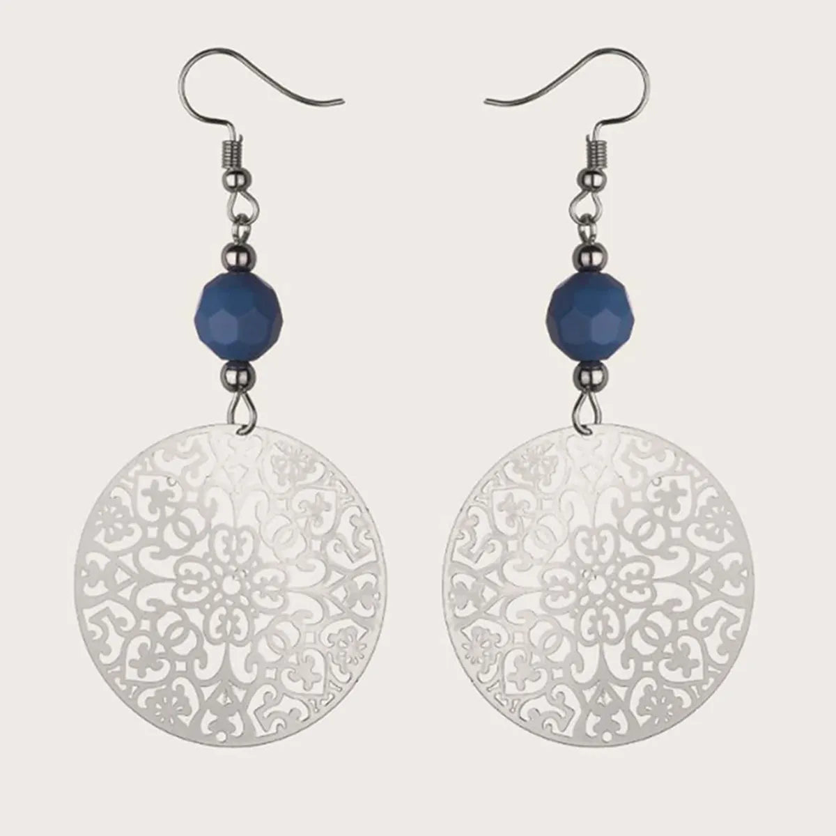 Fashion Jewelry Disc Cutout Beads Alloy Earrings