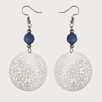 Fashion Jewelry Disc Cutout Beads Alloy Earrings