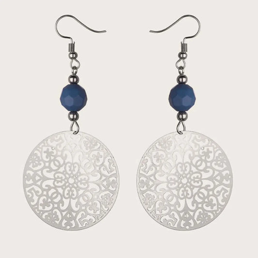 Fashion Jewelry Disc Cutout Beads Alloy Earrings