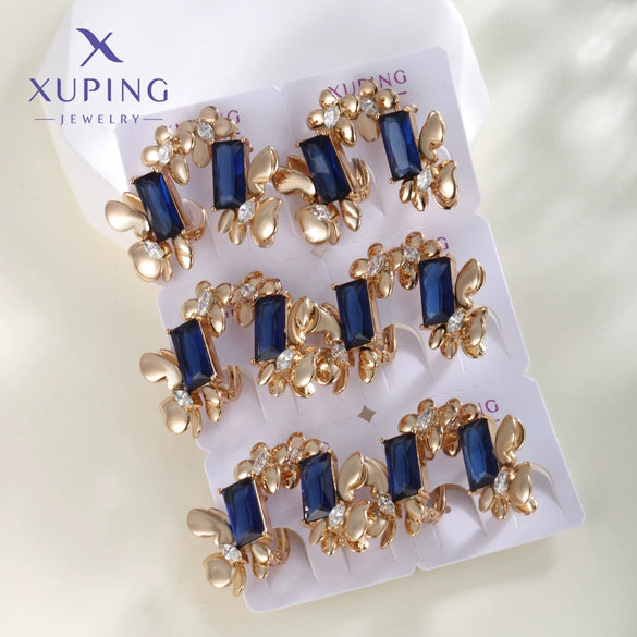 Fashion Jewelry Gold Plated Earrings For Women Geometric Shape Flower Design Electroplated Highend
