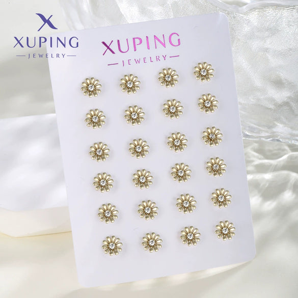 Fashion Jewelry Gold Plated Earrings For Women Geometric Shape Flower Design Electroplated Highend