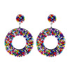 Fashion Jewelry Hand-Woven Resin Rice Beads Bohemian Retro Circle Earrings