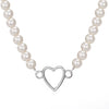 Fashion Jewelry Imitation Pearl Alloy Heart Hollow Geometric French Retro Electroplated Necklace For Women