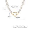 Fashion Jewelry Imitation Pearl Alloy Heart Hollow Geometric French Retro Electroplated Necklace For Women