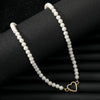 Fashion Jewelry Imitation Pearl Alloy Heart Hollow Geometric French Retro Electroplated Necklace For Women