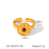 Fashion Jewelry Inlaid Tiger Eye Stone Geometric Ring Titanium Steel Stainless Steel Vacuum Electroplated Set With Gems For Women