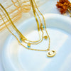 Fashion Jewelry Multilayer Chain Stainless Steel Hollow Diamond Blue Eye Pendant Clavicle Necklace For Women Electroplated Snake Bone Chain