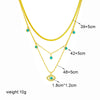 Fashion Jewelry Multilayer Chain Stainless Steel Hollow Diamond Blue Eye Pendant Clavicle Necklace For Women Electroplated Snake Bone Chain
