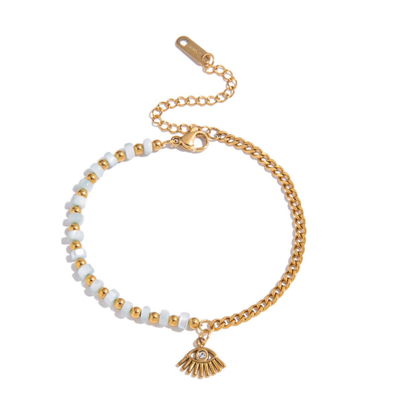 Fashion Jewelry Natural Stone Handbeaded Stainless Steel Electroplated Women's Bracelet