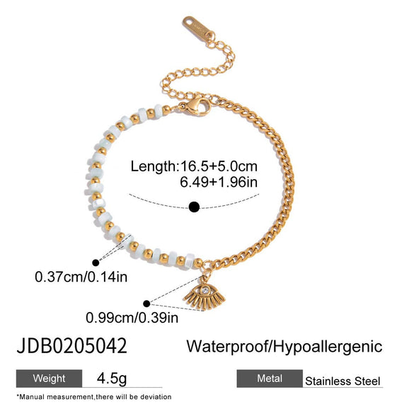 Fashion Jewelry Natural Stone Handbeaded Stainless Steel Electroplated Women's Bracelet