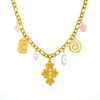 Fashion Jewelry Necklace With Stainless Steel Chain And Goldplated Circle Rhombus Flower Butterfly Square Pendant