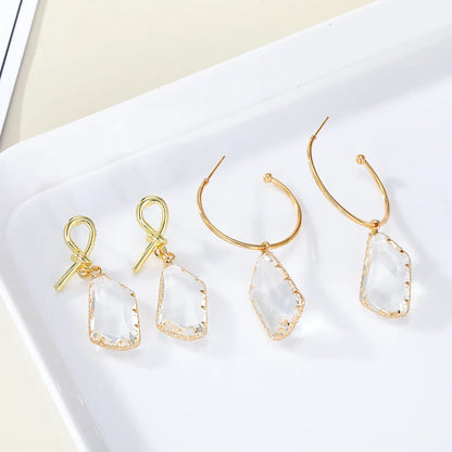 Fashion Jewelry New Crystal Earrings Korean Temperament Geometric Glass Earrings Wild Earrings Wholesale Gooddiy