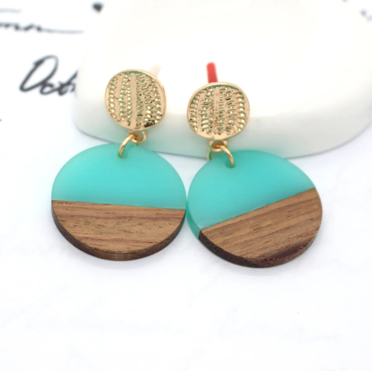 Fashion Jewelry Original Simple Earrings Resin Wood Stitching Earrings Wholesale Gooddiy