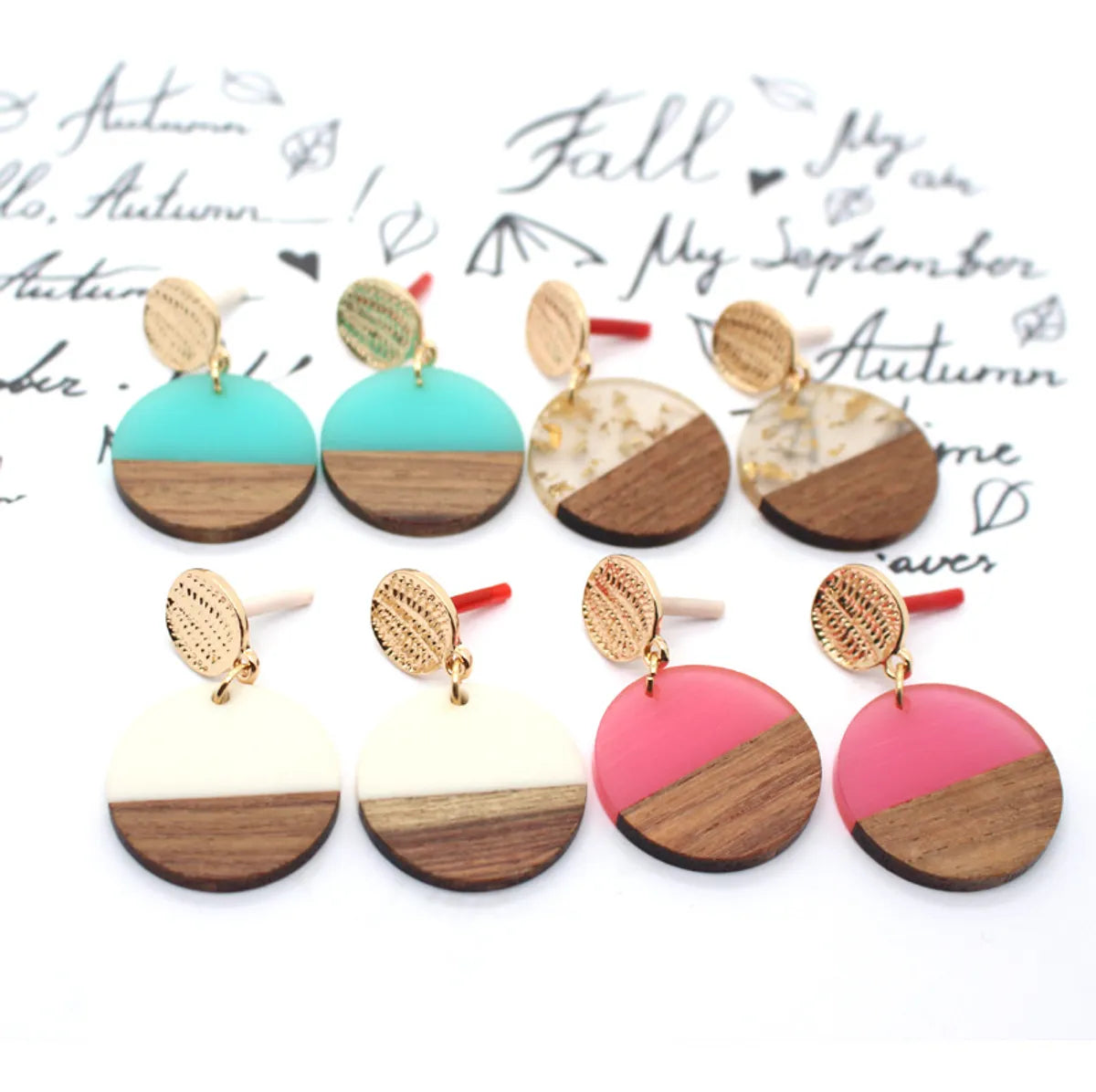 Fashion Jewelry Original Simple Earrings Resin Wood Stitching Earrings Wholesale Gooddiy