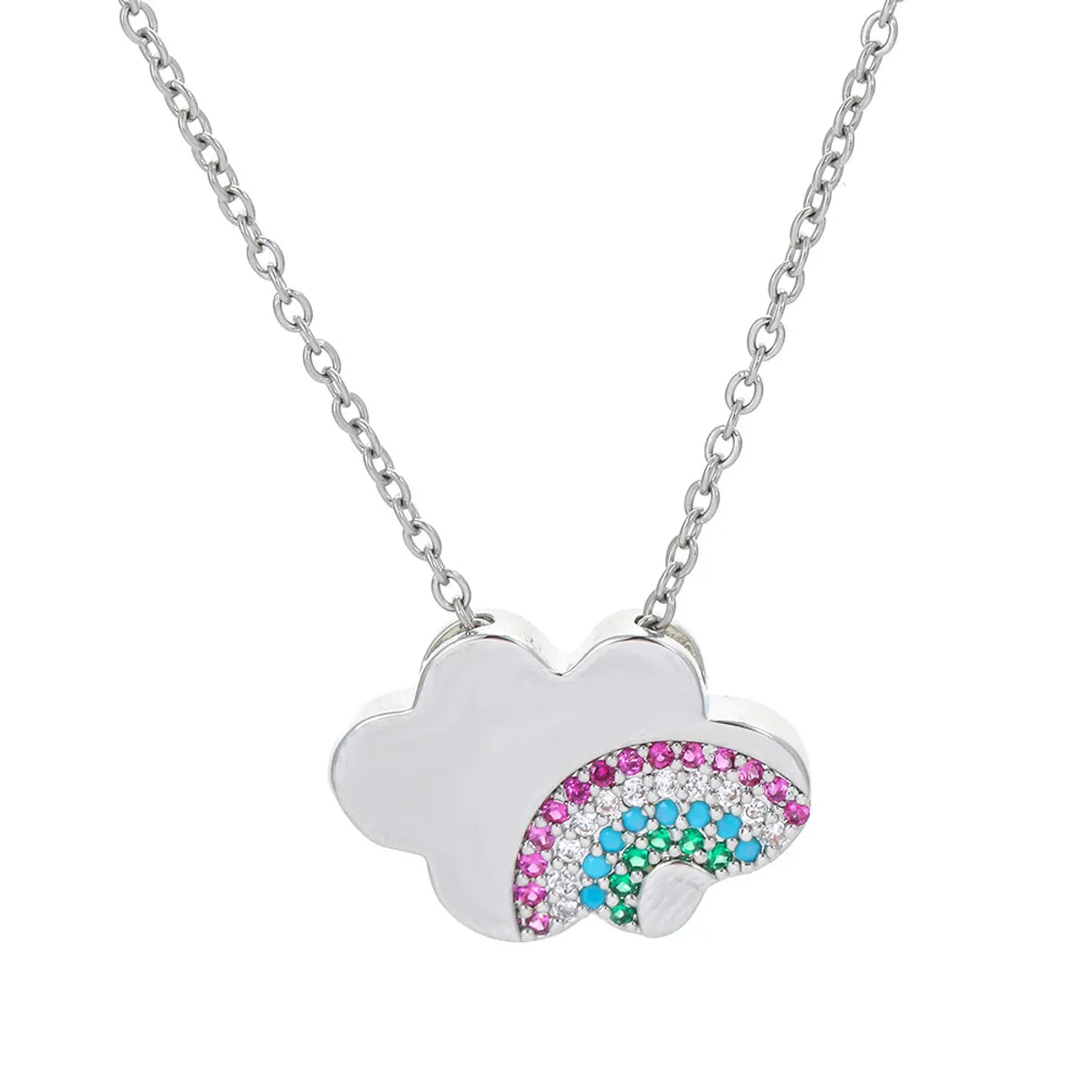 Fashion Jewelry Rainbow Cloud Pendant Inlaid Zircon Copper Necklace Wholesale