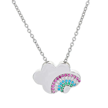 Fashion Jewelry Rainbow Cloud Pendant Inlaid Zircon Copper Necklace Wholesale