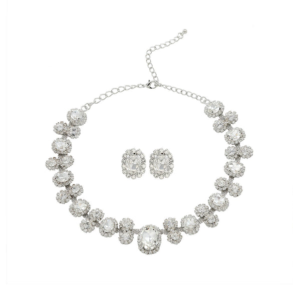 Fashion Jewelry Rhinestone Inlay Women's Earrings And Necklaces Set