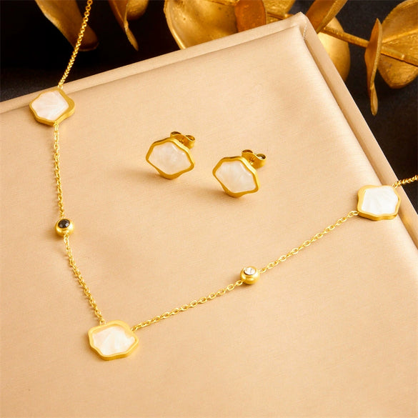 Fashion Jewelry Set Stainless Steel Chain Accessories With Ocean Life Pattern Electroplated For Women