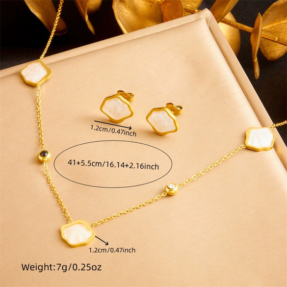 Fashion Jewelry Set Stainless Steel Chain Accessories With Ocean Life Pattern Electroplated For Women