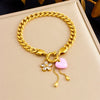 Fashion Jewelry Set Stainless Steel Gold Plated Heart Water Drop Bell Pendant Tassel For Women