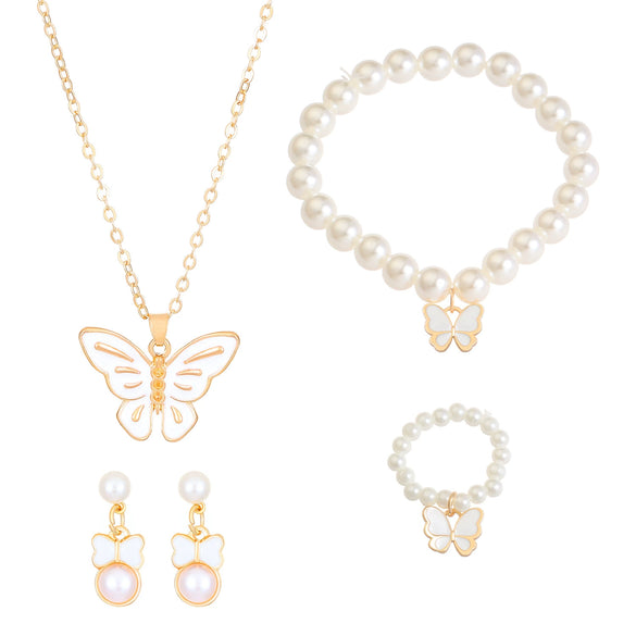 Fashion Jewelry Set With Imitation Pearl And Alloy Butterfly And Dragonfly Pattern Electroplated For Women