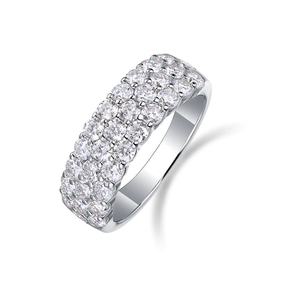 Fashion Jewelry Silver Geometric Moissanite Inlaid Ring For Women