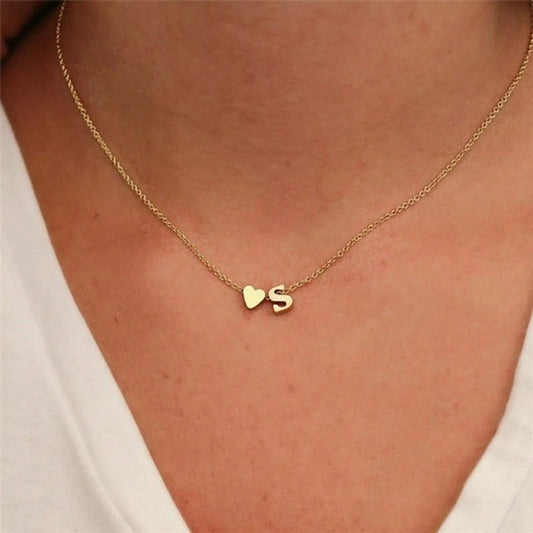 Fashion Jewelry Simple Heart-shaped Letter Women's Gold-plated Necklace Clavicle Chain Wholesale