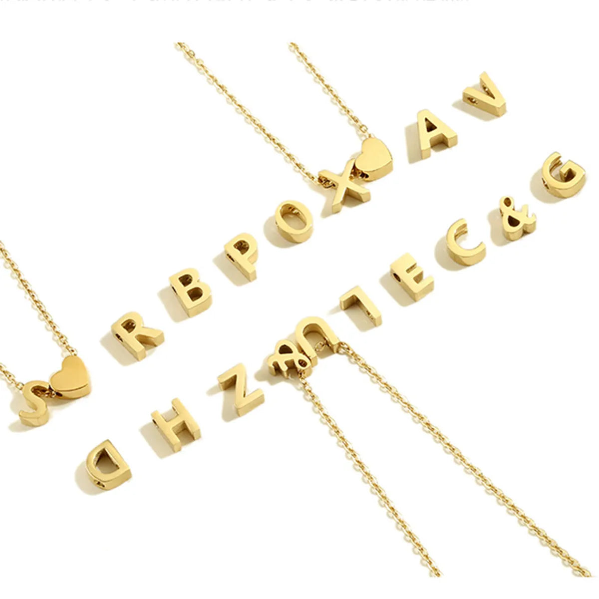 Fashion Jewelry Simple Heart-shaped Letter Women's Gold-plated Necklace Clavicle Chain Wholesale