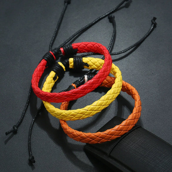 Fashion Jewelry Simple Pull Adjustment Men's And Women's Leather Bracelet Woven Student Hand Rope