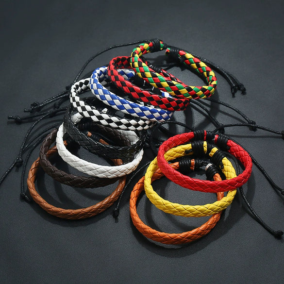 Fashion Jewelry Simple Pull Adjustment Men's And Women's Leather Bracelet Woven Student Hand Rope