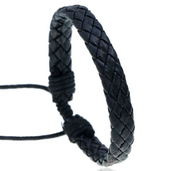 Fashion Jewelry Simple Pull Adjustment Men's And Women's Leather Bracelet Woven Student Hand Rope