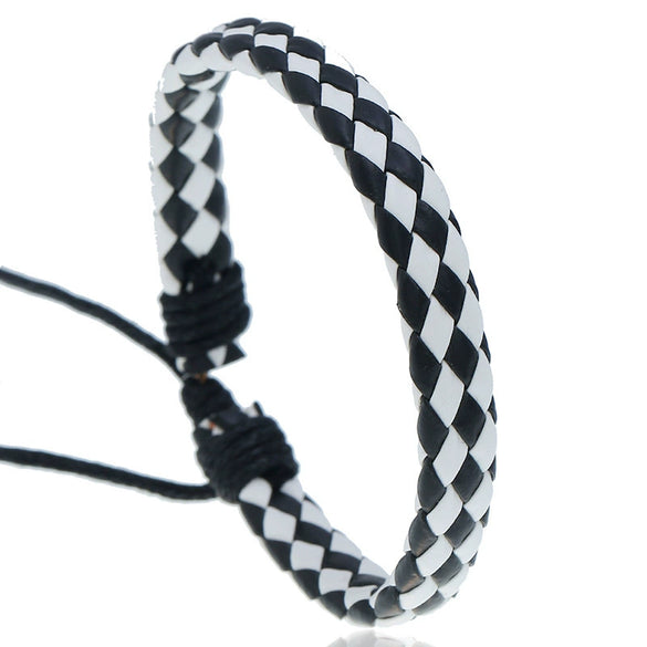 Fashion Jewelry Simple Pull Adjustment Men's And Women's Leather Bracelet Woven Student Hand Rope