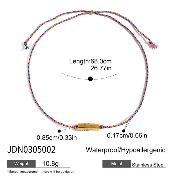 Fashion Jewelry Stainless Steel Bohemian Style Colorful Love Heart Stacked Necklace And Bracelet Electroplating