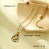 Fashion Jewelry Stainless Steel Double Color Matching Water Drop Pendant Necklace Earrings Suit With Electroplating Treatment