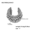 Fashion Jewelry 316L Stainless Steel Geometric Open Ring With Multilayer Steel Ball Chain And Electroplating