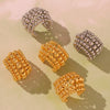 Fashion Jewelry 316L Stainless Steel Geometric Open Ring With Multilayer Steel Ball Chain And Electroplating