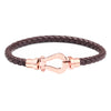 Fashion Jewelry Stainless Steel Leather Bracelet With U Shape Styling And Electroplating For Women