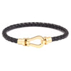 Fashion Jewelry Stainless Steel Leather Bracelet With U Shape Styling And Electroplating For Women