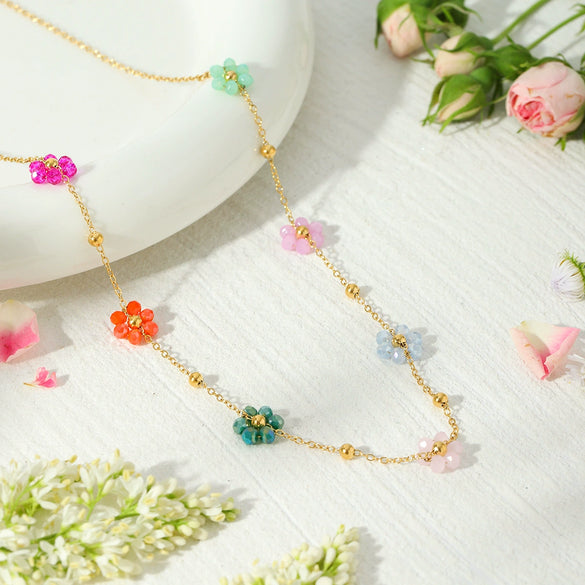 Fashion Jewelry Stainless Steel Malachite Necklace Women Ins Style 18K Gold Plated Electroplating