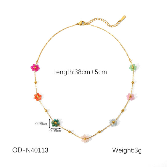 Fashion Jewelry Stainless Steel Malachite Necklace Women Ins Style 18K Gold Plated Electroplating
