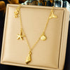Fashion Jewelry Stainless Steel Marine Life Pendant With Electroplating Starfish Hippocampus Conch Accessories Chain