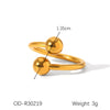 Fashion Jewelry Stainless Steel Spherical Geometric Open Ring With Vacuum Plating For Women
