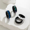 Fashion Jewelry Titanium Steel Ring Geometric Style Electroplated Black Frosted Rotating Decompression Unisex