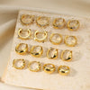 Fashion Jewelry Unisex Stainless Steel Gold Geometric Zircon Earrings With Electroplating