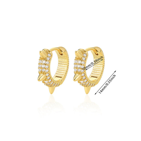 Fashion Jewelry Unisex Stainless Steel Gold Geometric Zircon Earrings With Electroplating