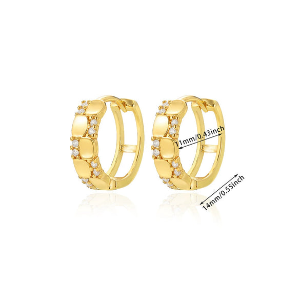 Fashion Jewelry Unisex Stainless Steel Gold Geometric Zircon Earrings With Electroplating