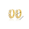 Fashion Jewelry Unisex Stainless Steel Gold Geometric Zircon Earrings With Electroplating
