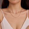 Fashion Joker Pearl Stainless Steel Snake Chain Double Clavicle Chain Stacked Necklace For Women Electroplated