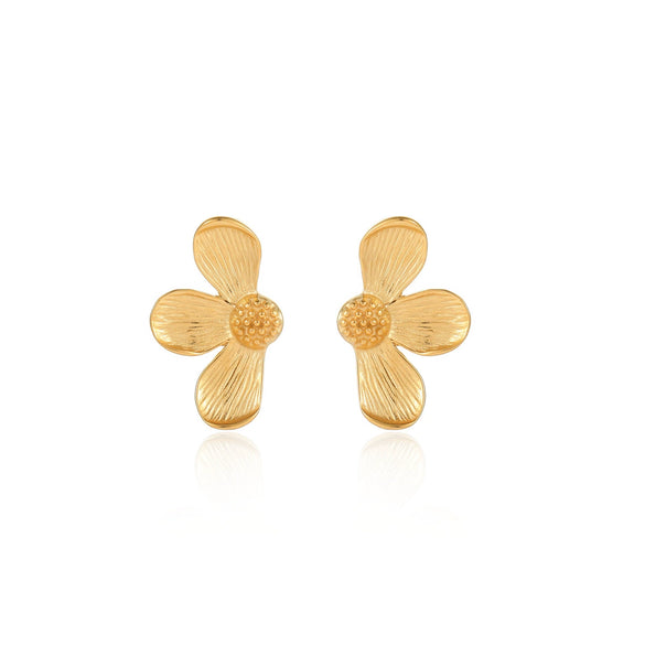 Fashion Joker Stainless Steel 18K Gold Electroplated Earrings For Women